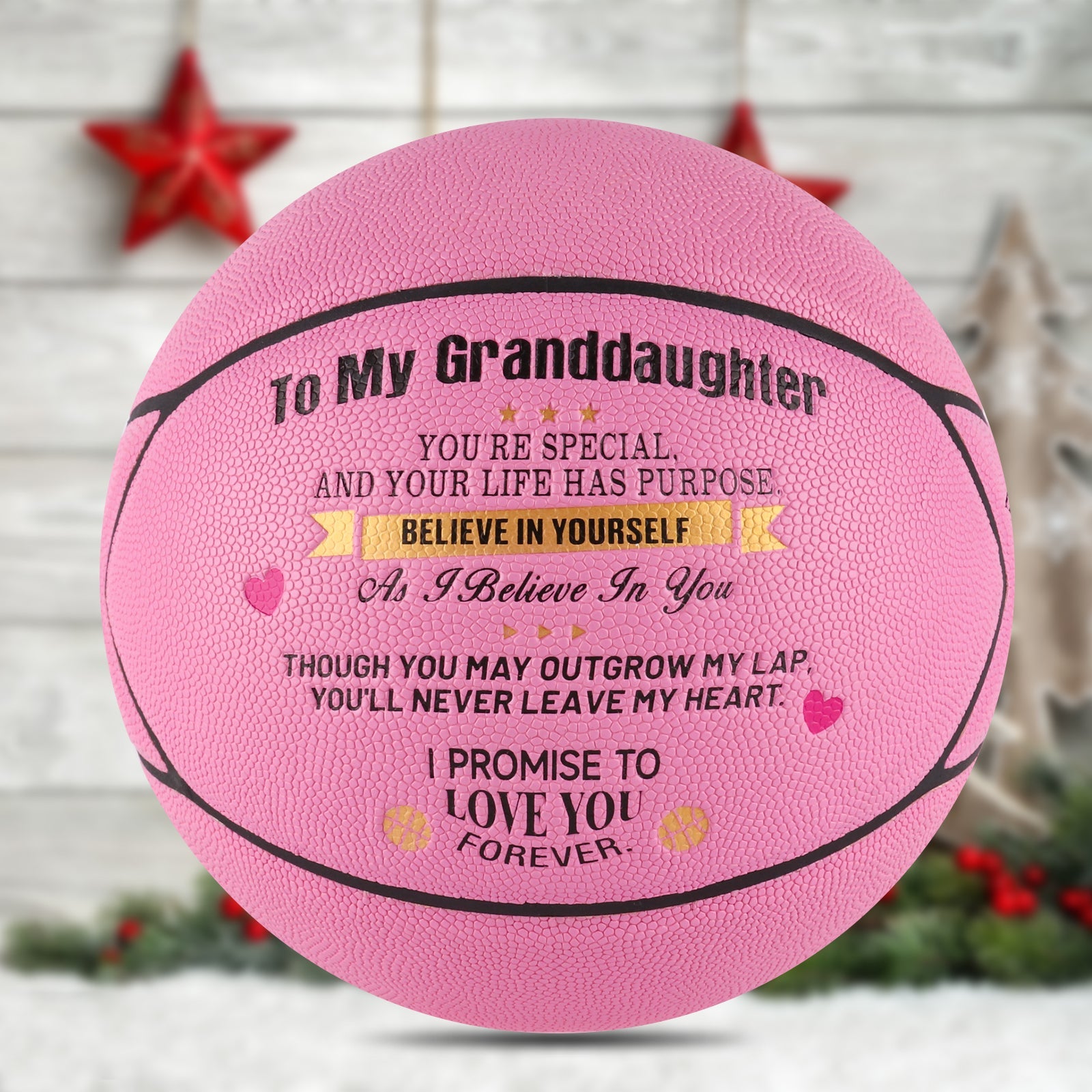 Personalized Letter Basketball For Granddaughter, Basketball Indoor/Outdoor Game Ball For Girl, Birthday Christmas Gift For Granddaughter, Pink - Family Watchs