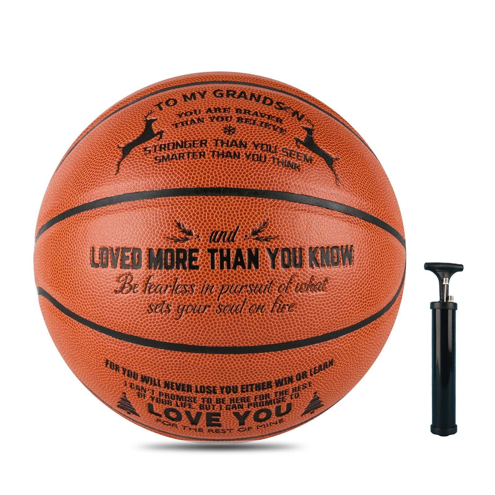 Personalized Letter Basketball For Grandson, Basketball Indoor/Outdoor Game Ball For Boy, Christmas Gift For Grandson,Brown - Family Watchs