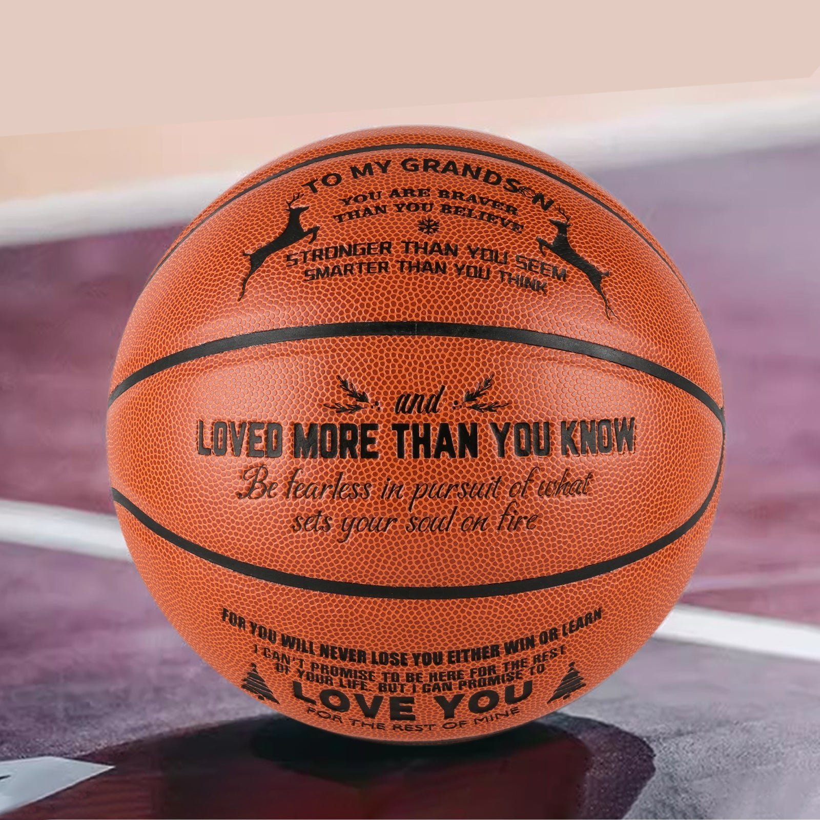 Personalized Letter Basketball For Grandson, Basketball Indoor/Outdoor Game Ball For Boy, Christmas Gift For Grandson,Brown - Family Watchs