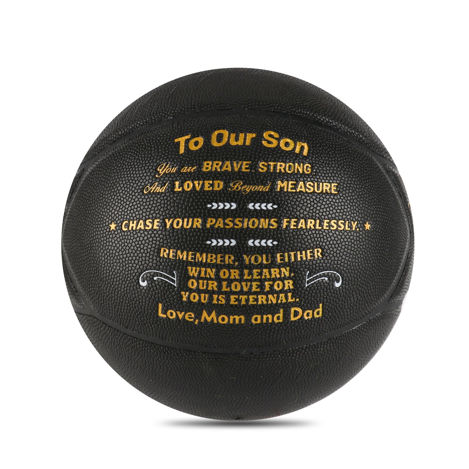 Personalized Letter Basketball For Son, Basketball Indoor/Outdoor Game Ball, Birthday Christmas Gift For Son From Dad And Mom, Black - Family Watchs