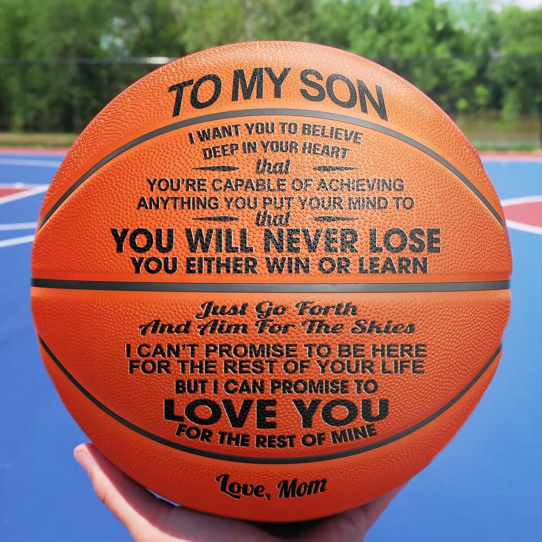 Personalized Letter Basketball For Son, Basketball Indoor/Outdoor Game Ball, Birthday Christmas Gift For Son From Mom,Brown - Family Watchs