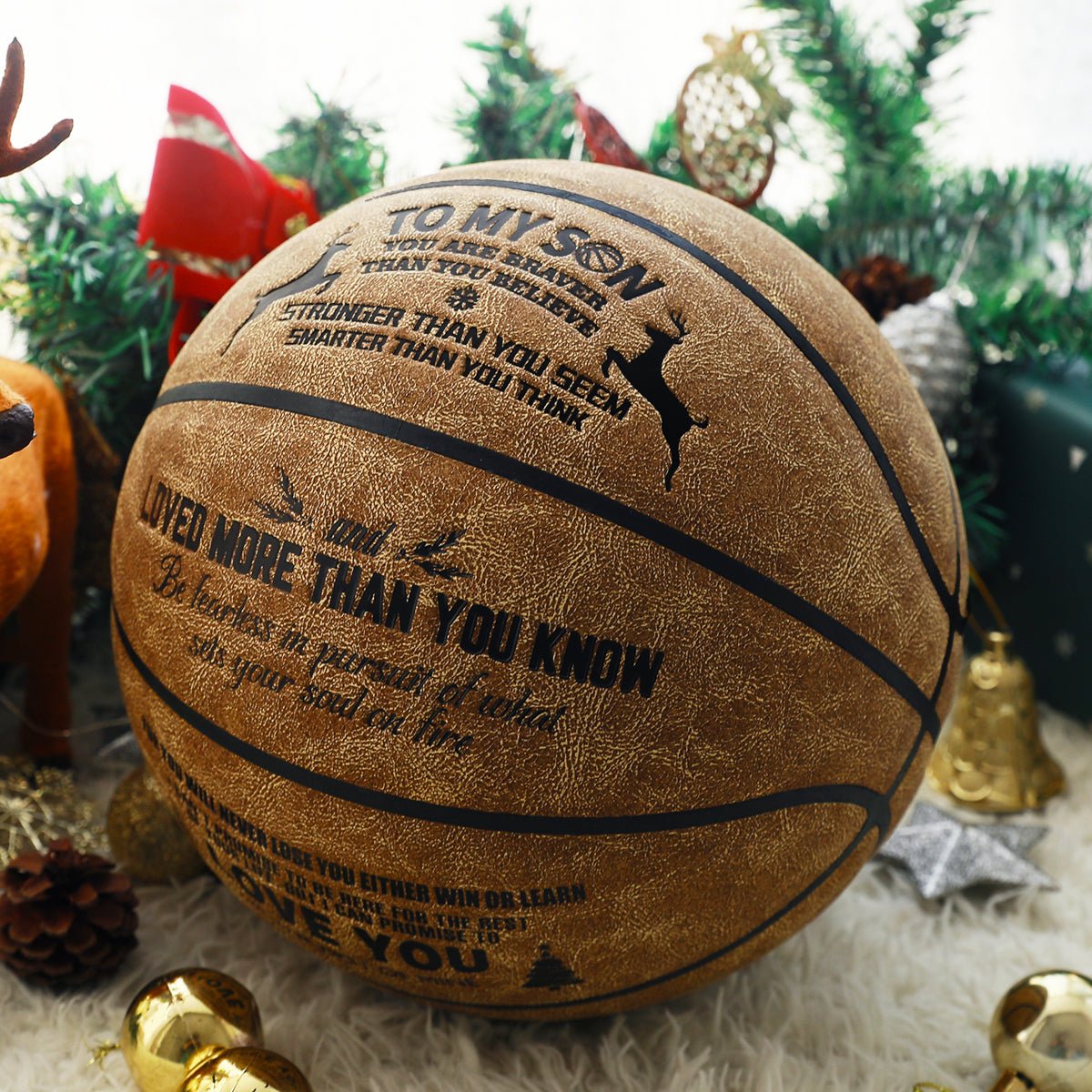 Personalized Letter Basketball For Son, Basketball Indoor/Outdoor Game Ball For Boy, Birthday Christmas Gift For Son, Christmas - Family Watchs
