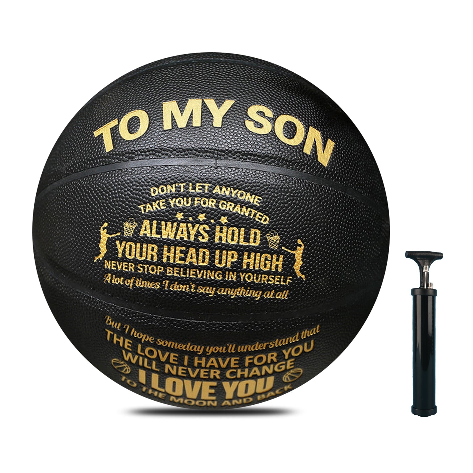 Personalized Letter Basketball For Son, Basketball Indoor/Outdoor Game Ball For Boy, Birthday Christmas Gift For Son,Black - Family Watchs