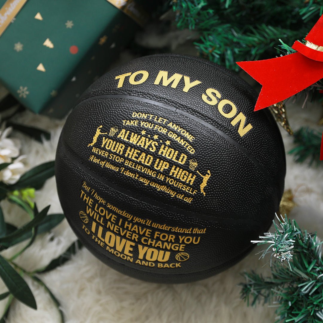 Personalized Letter Basketball For Son, Basketball Indoor/Outdoor Game Ball For Boy, Birthday Christmas Gift For Son,Black - Family Watchs