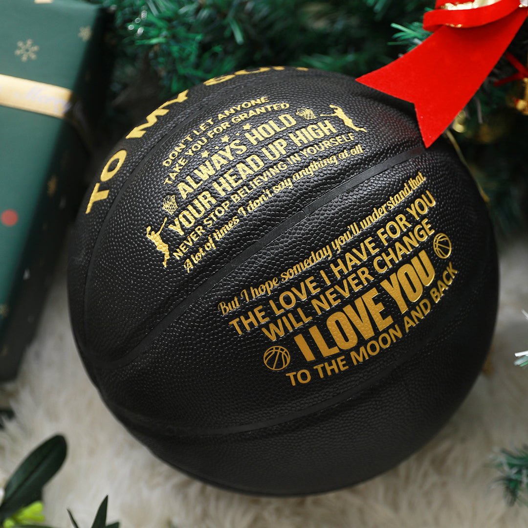 Personalized Letter Basketball For Son, Basketball Indoor/Outdoor Game Ball For Boy, Birthday Christmas Gift For Son,Black - Family Watchs