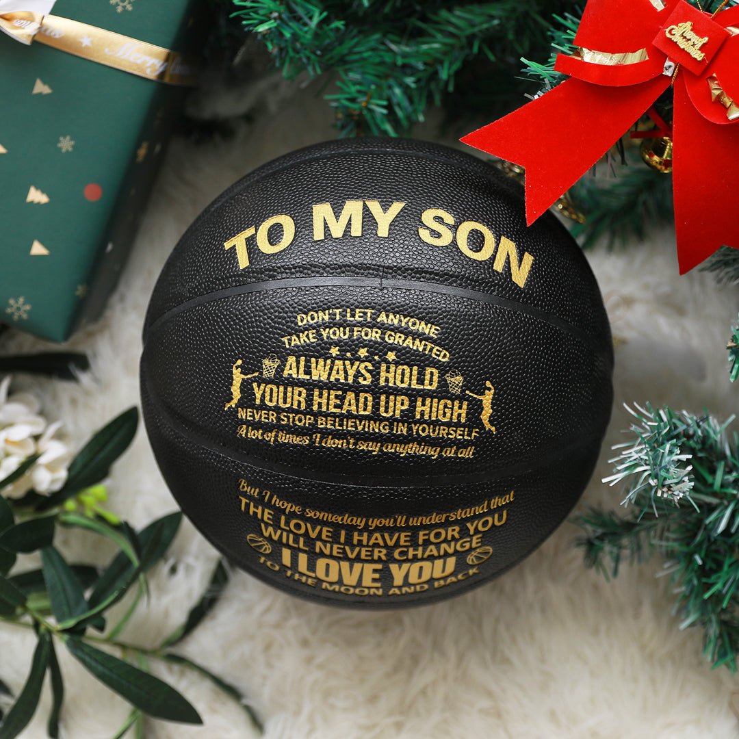 Personalized Letter Basketball For Son, Basketball Indoor/Outdoor Game Ball For Boy, Birthday Christmas Gift For Son,Black - Family Watchs