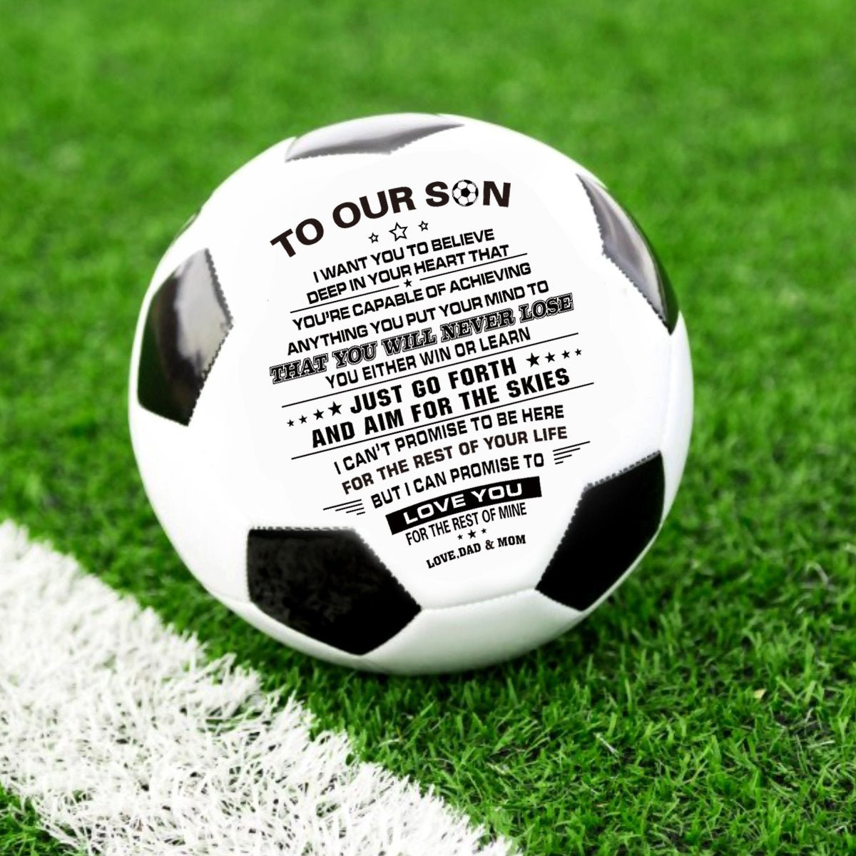 Personalized Printed Soccer Ball Football For My Son, Birthday Christmas Graduation Gift For Son From Dad, Perfect For Outdoor & Indoor Match Or Game，Size 5 - Family Watchs