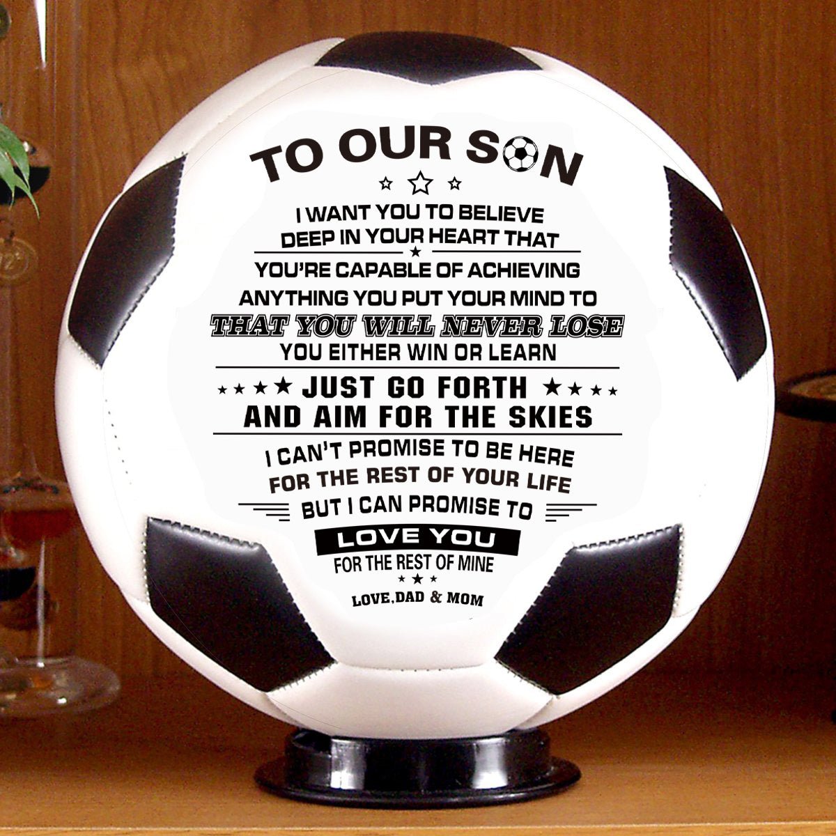 Personalized Printed Soccer Ball Football For My Son, Birthday Christmas Graduation Gift For Son From Dad, Perfect For Outdoor & Indoor Match Or Game，Size 5 - Family Watchs