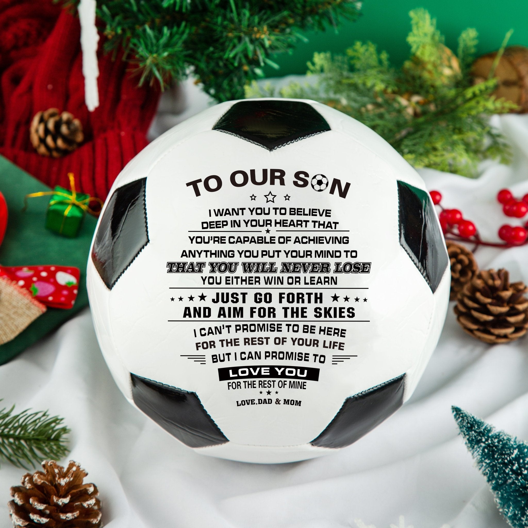 Personalized Printed Soccer Ball Football For My Son, Birthday Christmas Graduation Gift For Son From Dad, Perfect For Outdoor & Indoor Match Or Game，Size 5 - Family Watchs