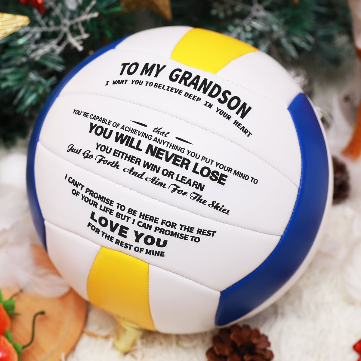 Personalized Printed Volleyball Gift To Grandson Volleyball for Grandson Sport Birthday Sport College Graduation Christmas Volleyball Gift Hand Stitch - Family Watchs