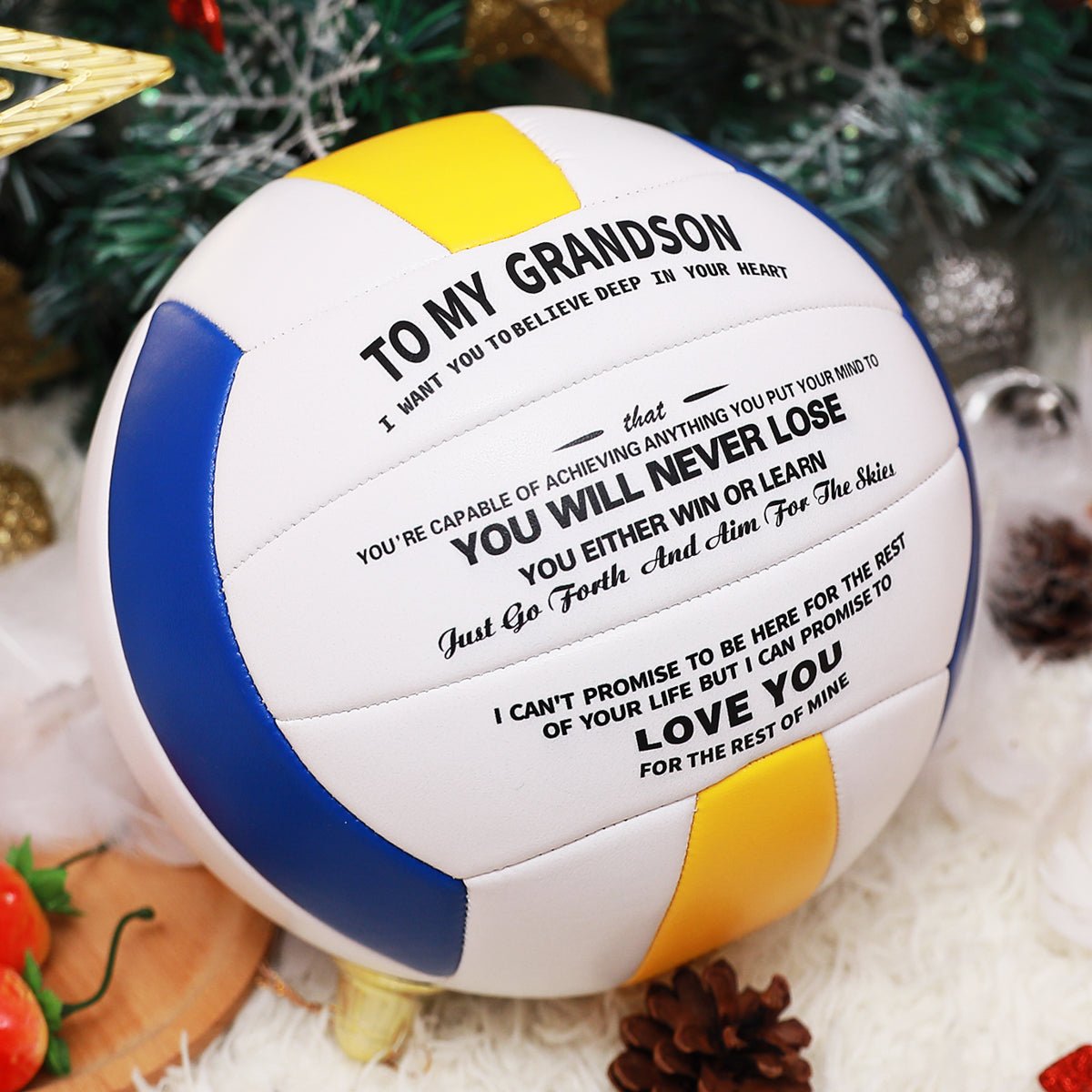 Personalized Printed Volleyball Gift To Grandson Volleyball for Grandson Sport Birthday Sport College Graduation Christmas Volleyball Gift Hand Stitch - Family Watchs