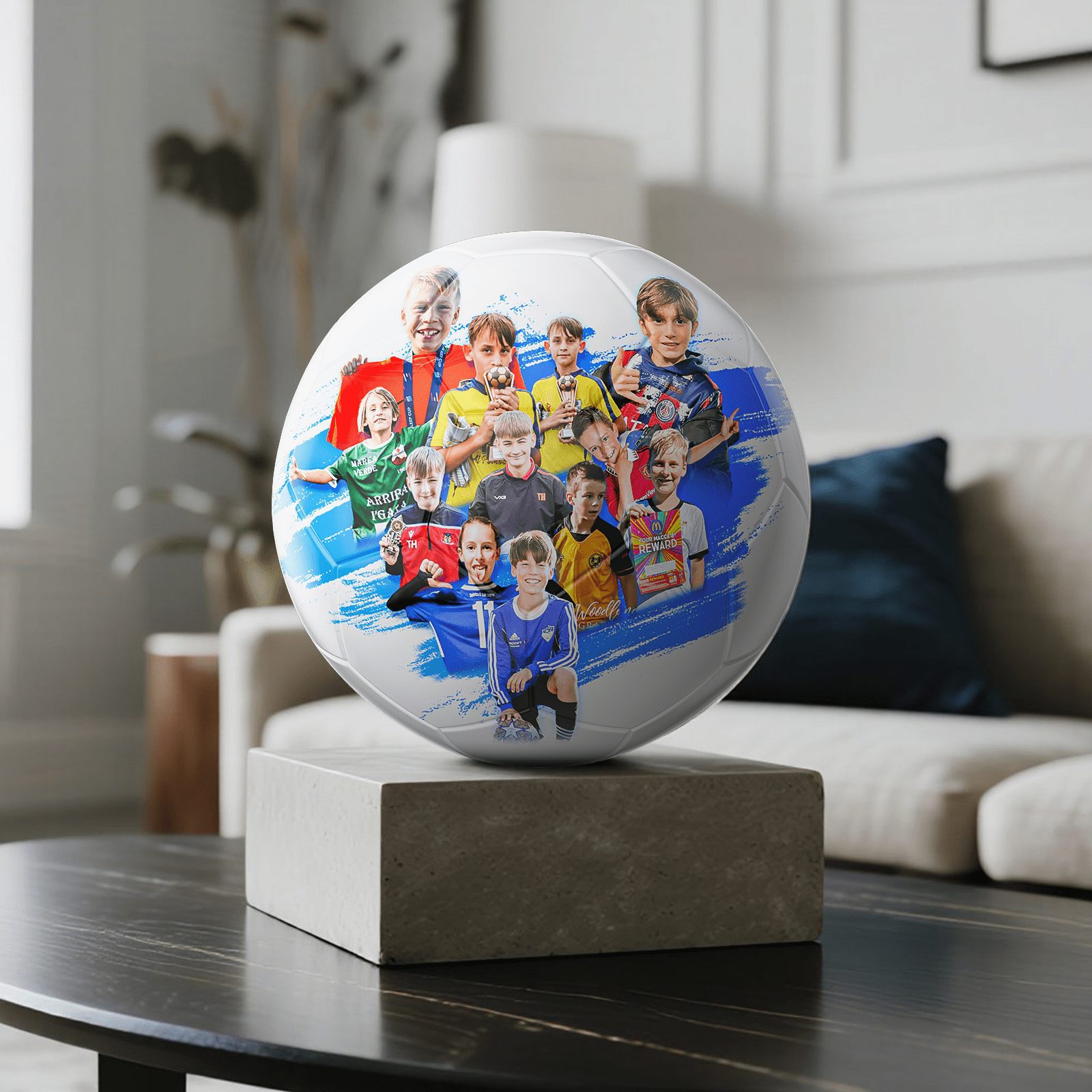 Personalized Soccer Ball, Size 5, Custom Photo, Name and Text Collage Design, White, Premium Gift - Family Watchs