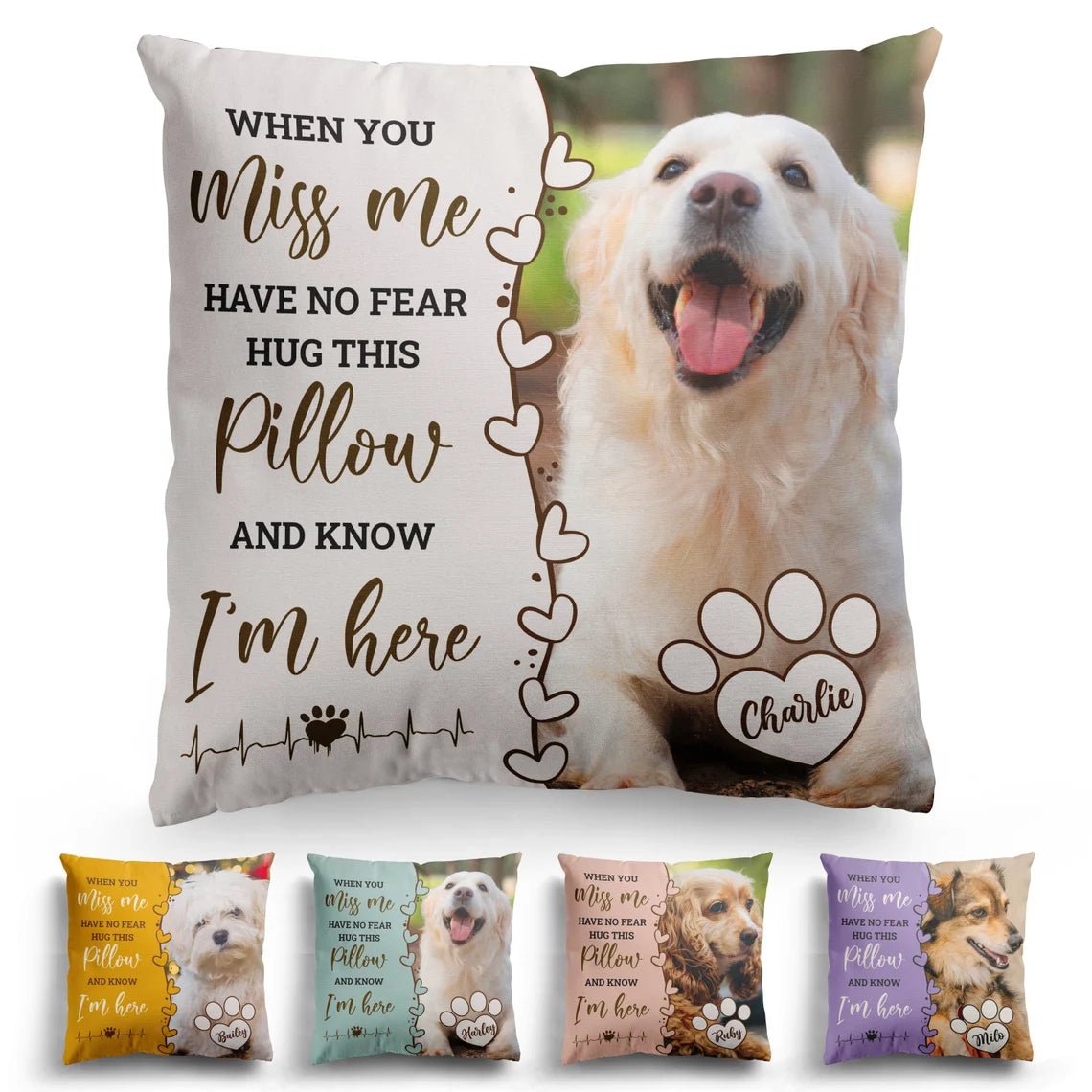 Pet Memorial Gift, Dog Memorial Pillow Personalized, Custom Loss of Pet Sympathy Gift with Pet's Picture, Pet Loss Gift for Dog Lover - Family Watchs