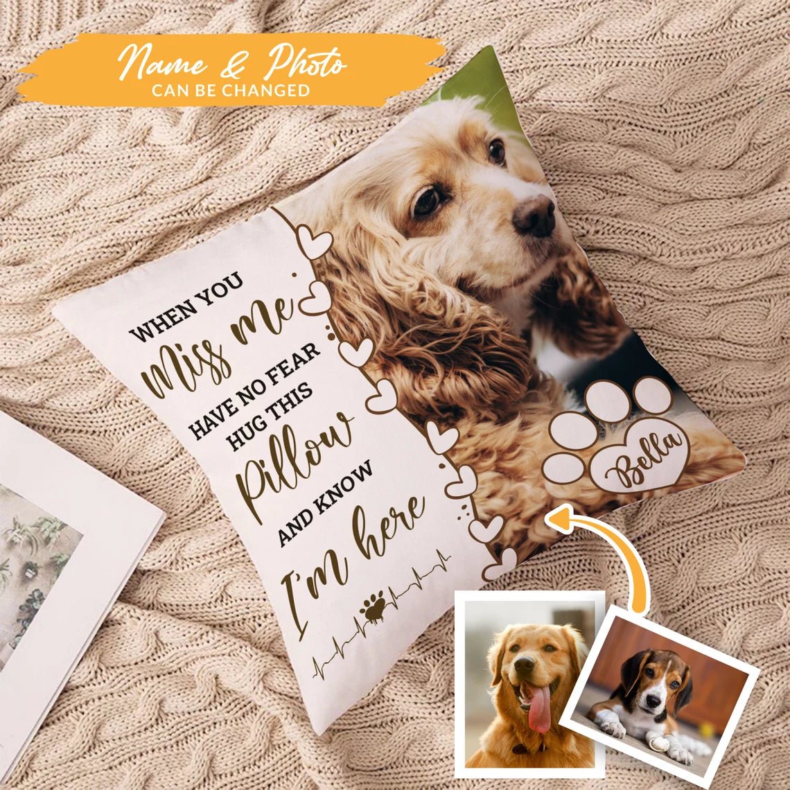 Pet Memorial Gift, Dog Memorial Pillow Personalized, Custom Loss of Pet Sympathy Gift with Pet's Picture, Pet Loss Gift for Dog Lover - Family Watchs