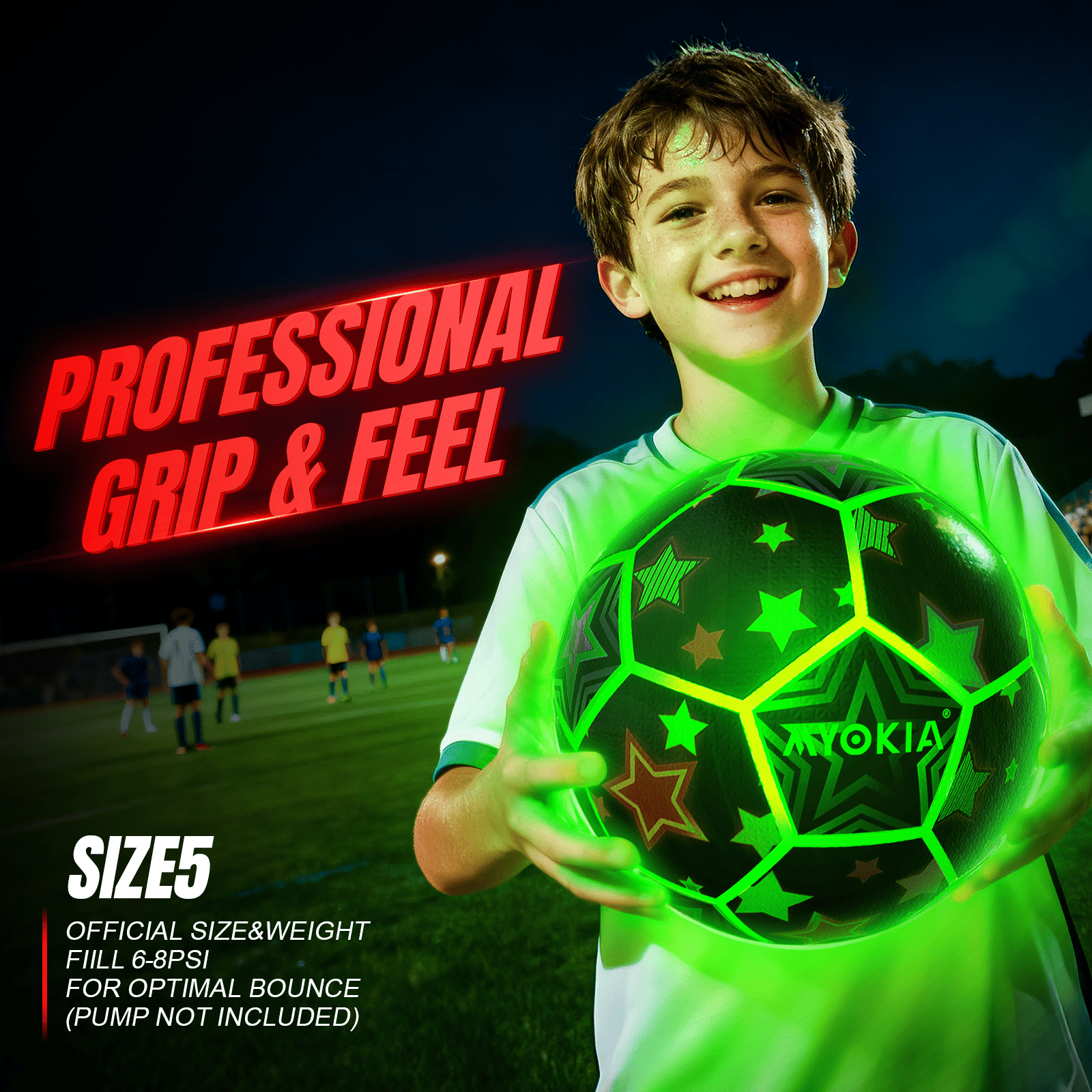 Rechargeable Light Up Soccer Ball Size 5 Tri - Color RGB Glow in The Dark for Kids & Teens 3 - 15+, Indoor/Outdoor Sports Gift with Pump & USB Cable - Perfect for Night Games, Birthdays & Backyard - Family Watchs