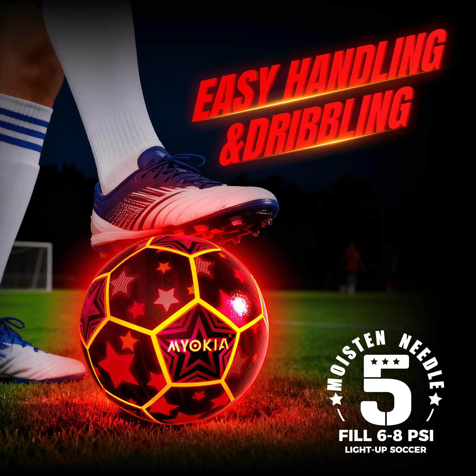 Rechargeable Light Up Soccer Ball Size 5 Tri - Color RGB Glow in The Dark for Kids & Teens 3 - 15+, Indoor/Outdoor Sports Gift with Pump & USB Cable - Perfect for Night Games, Birthdays & Backyard - Family Watchs