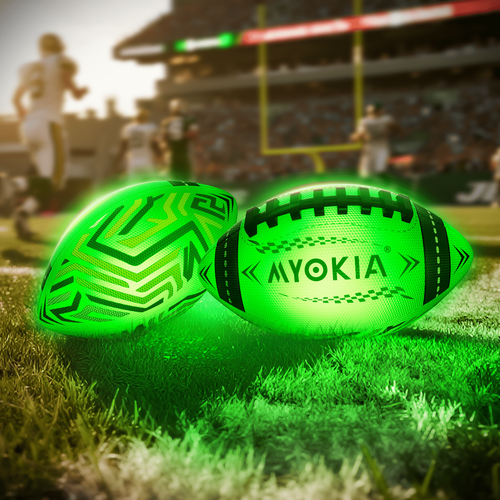 RGB Rechargeable Light Up Football Birthday Gift, Glow in The Dark Football with Pump & USB Cable, Tri - Color (Red, Green, Blue), Size 6, Outdoor Night Games - Family Watchs