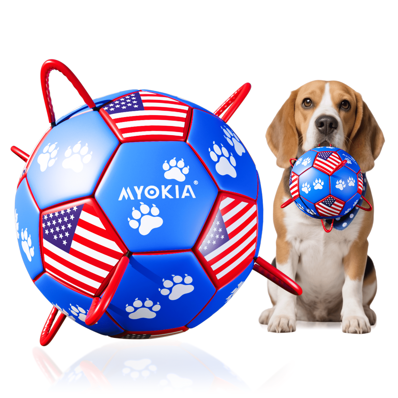 Size 2/Size 3 Dog Soccer Ball with Straps - Durable Training Ball for Pets Interactive Outdoor Dog Toy, for Small to Large Puppies, Pet Supplies - Family Watchs