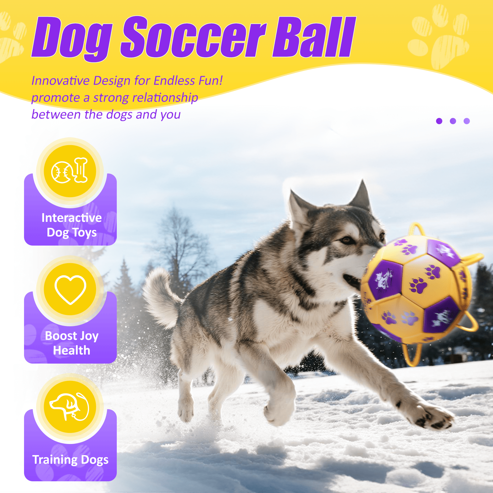 Size 2/Size 3 Dog Soccer Ball with Straps - Durable Training Ball for Pets Interactive Outdoor Dog Toy, for Small to Large Puppies, Pet Supplies - Family Watchs