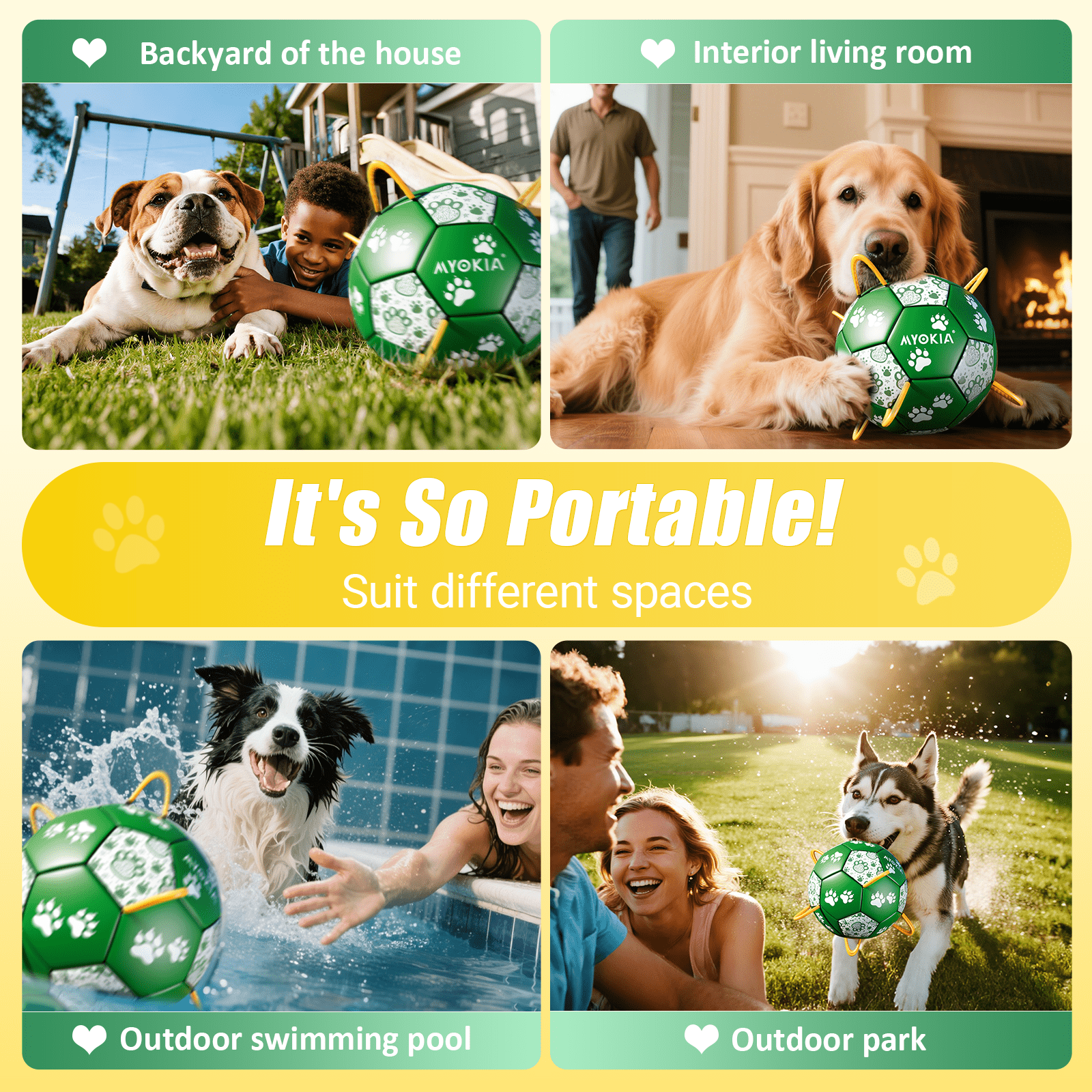 Size 2/Size 3 Dog Soccer Ball with Straps - Durable Training Ball for Pets Interactive Outdoor Dog Toy, for Small to Large Puppies, Pet Supplies - Family Watchs