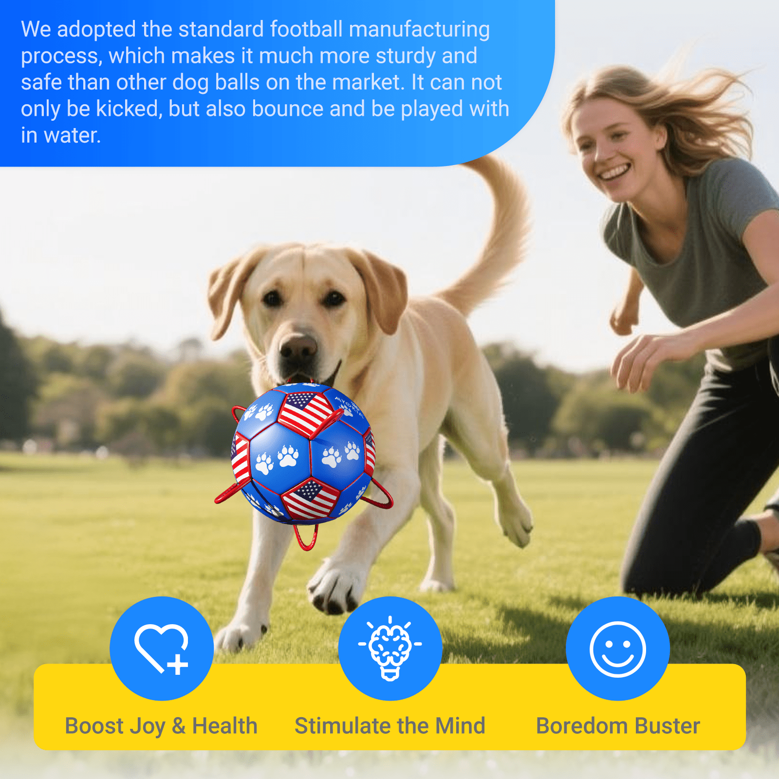 Size 2/Size 3 Dog Soccer Ball with Straps - Durable Training Ball for Pets Interactive Outdoor Dog Toy, for Small to Large Puppies, Pet Supplies - Family Watchs