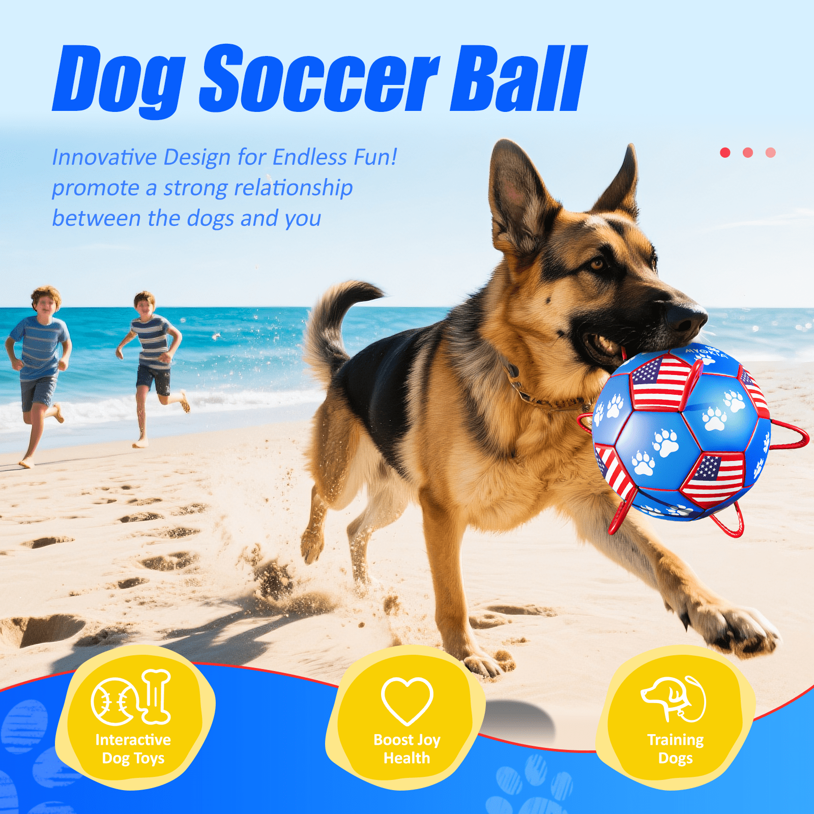 Size 2/Size 3 Dog Soccer Ball with Straps - Durable Training Ball for Pets Interactive Outdoor Dog Toy, for Small to Large Puppies, Pet Supplies - Family Watchs