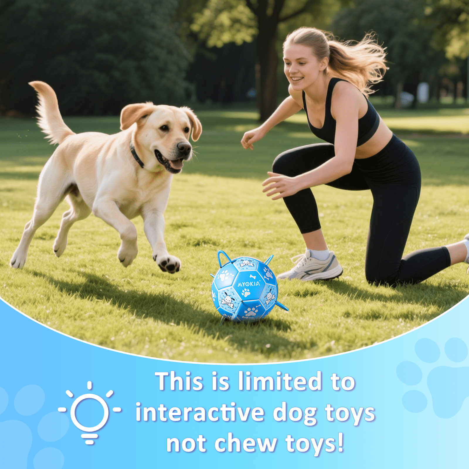 Size 2/Size 3 Dog Soccer Ball with Straps - Durable Training Ball for Pets Interactive Outdoor Dog Toy, for Small to Large Puppies, Pet Supplies (White Blue, Size2) - Family Watchs