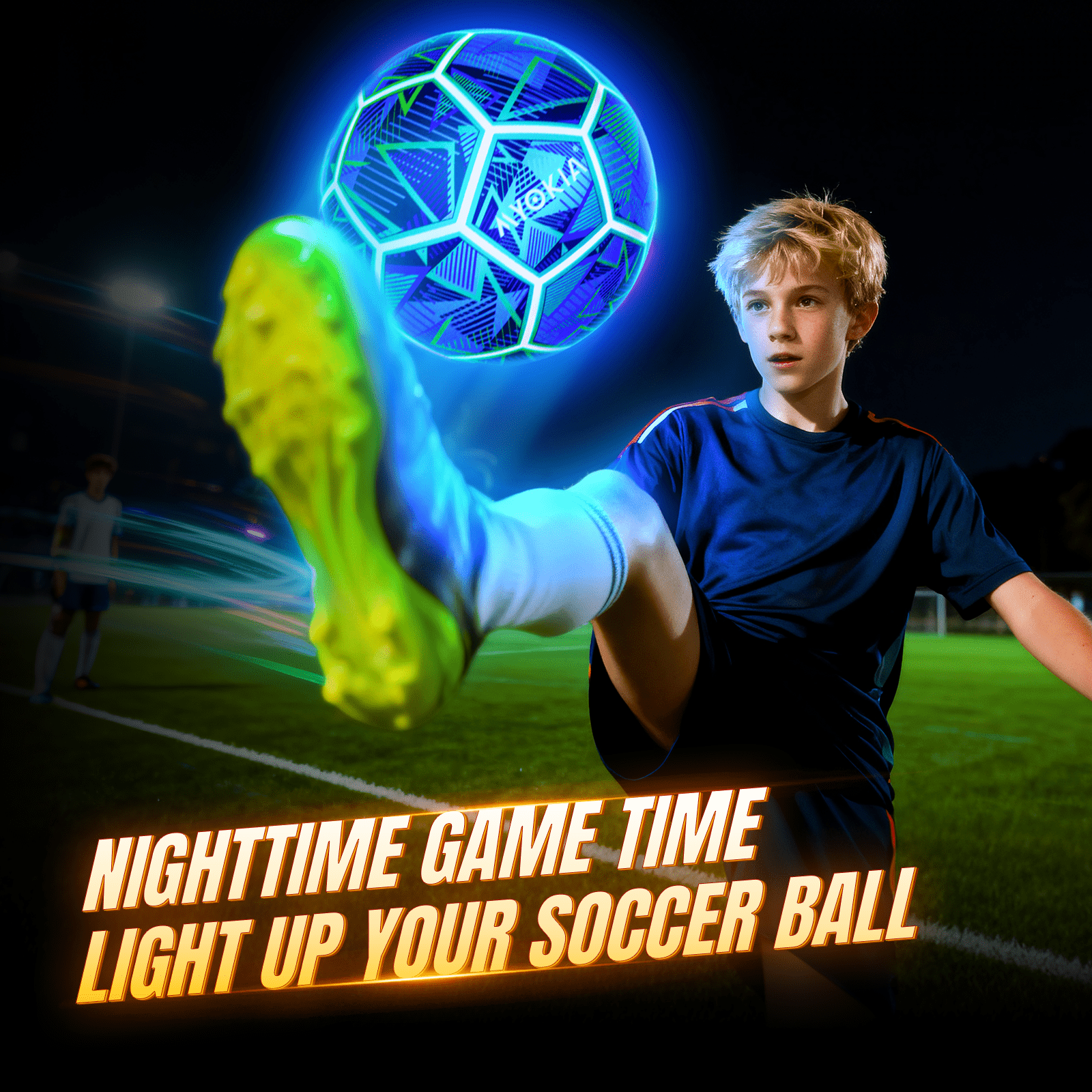 Size 5 Light Up Soccer Ball RGB Rechargeable Glow in Dark for Kids & Teens 3 - 15+, Indoor/Outdoor Night Games Tri - Color (Red, Green, Blue), Includes Pump & USB Cable - Family Watchs