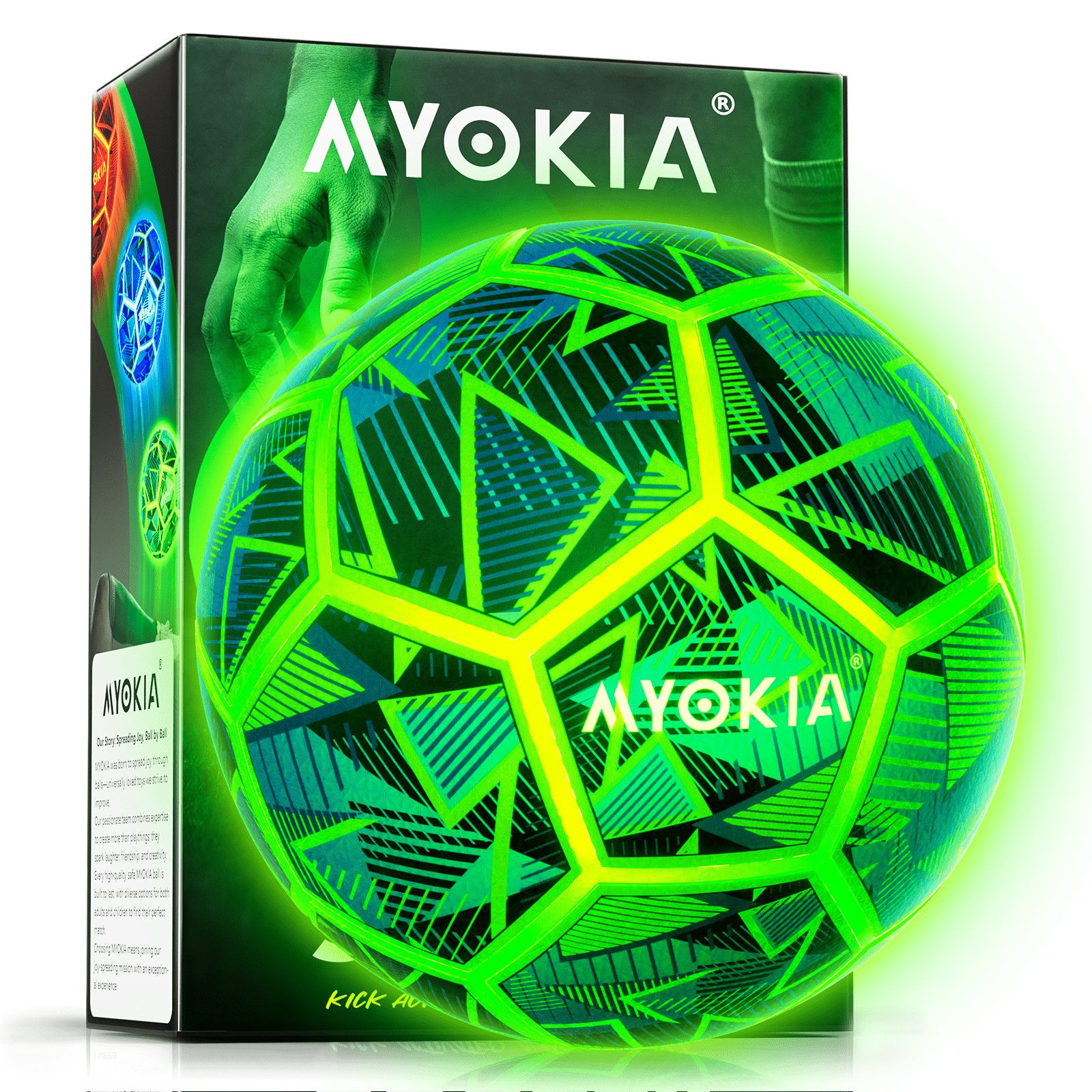 Size 5 Light Up Soccer Ball RGB Rechargeable Glow in Dark for Kids & Teens 3 - 15+, Indoor/Outdoor Night Games Tri - Color (Red, Green, Blue), Includes Pump & USB Cable - Family Watchs