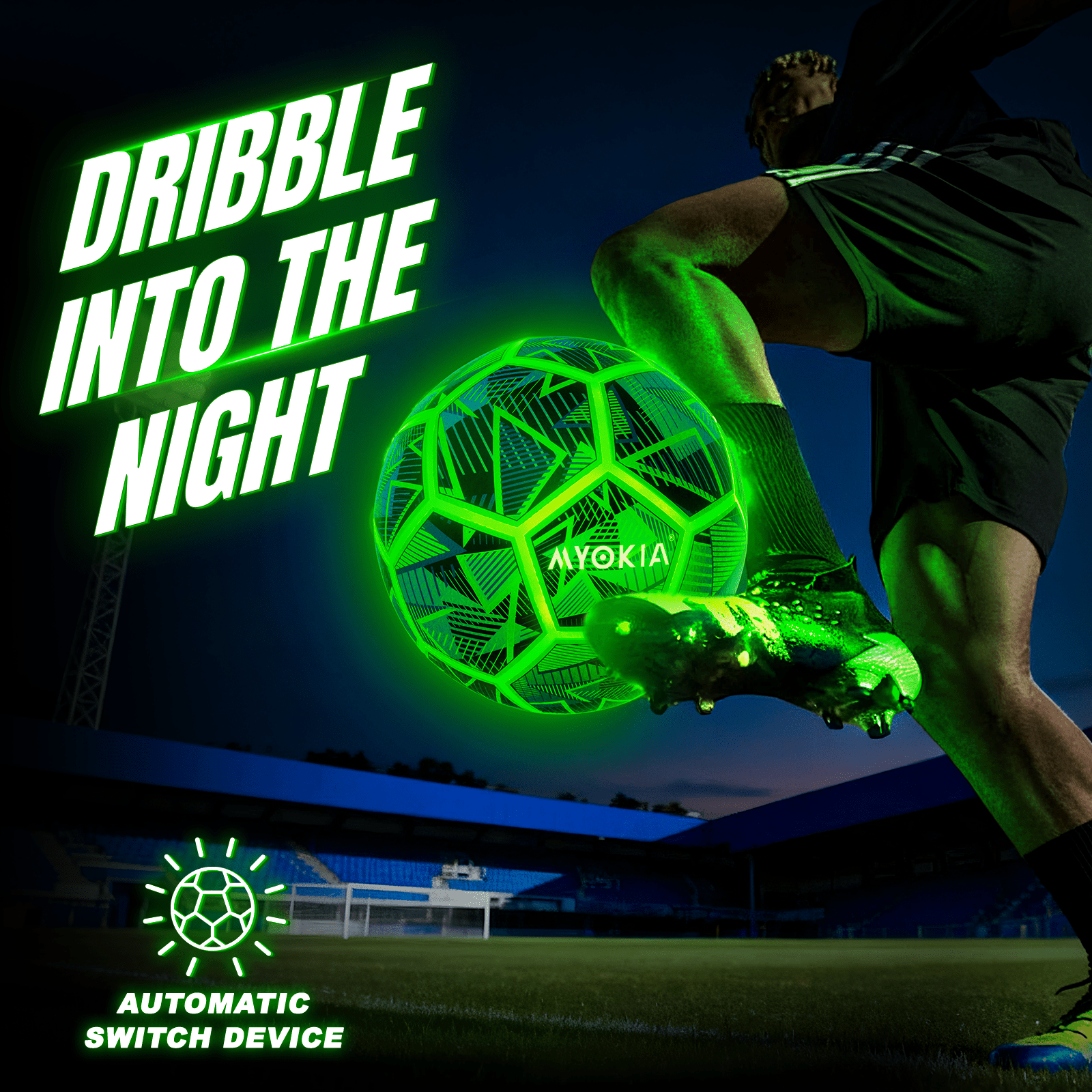 Size 5 Light Up Soccer Ball RGB Rechargeable Glow in Dark for Kids & Teens 3 - 15+, Indoor/Outdoor Night Games Tri - Color (Red, Green, Blue), Includes Pump & USB Cable - Family Watchs