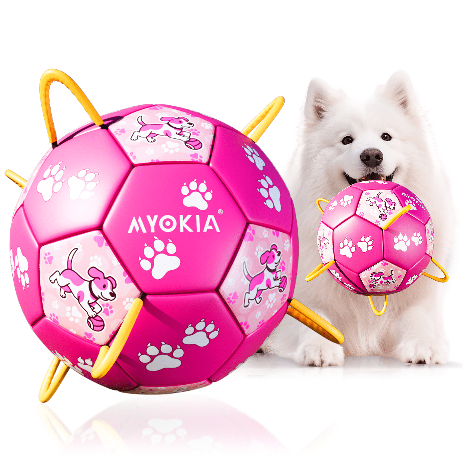 Size2/Size3 Pink Dog Soccer Balls with Straps, Durable Training Balls for Pets, Interactive Outdoor Dog Toys for Small, Medium, and Large Puppies, Essential Pet Supplies - Family Watchs