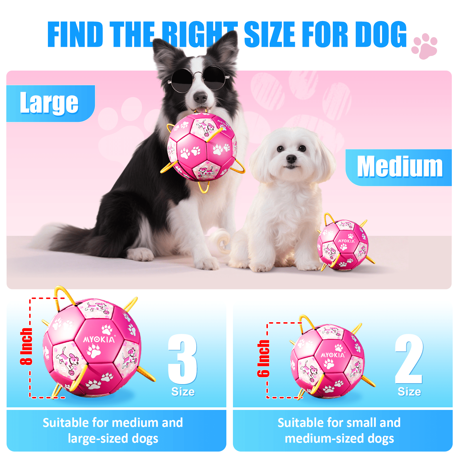 Size2/Size3 Pink Dog Soccer Balls with Straps, Durable Training Balls for Pets, Interactive Outdoor Dog Toys for Small, Medium, and Large Puppies, Essential Pet Supplies - Family Watchs