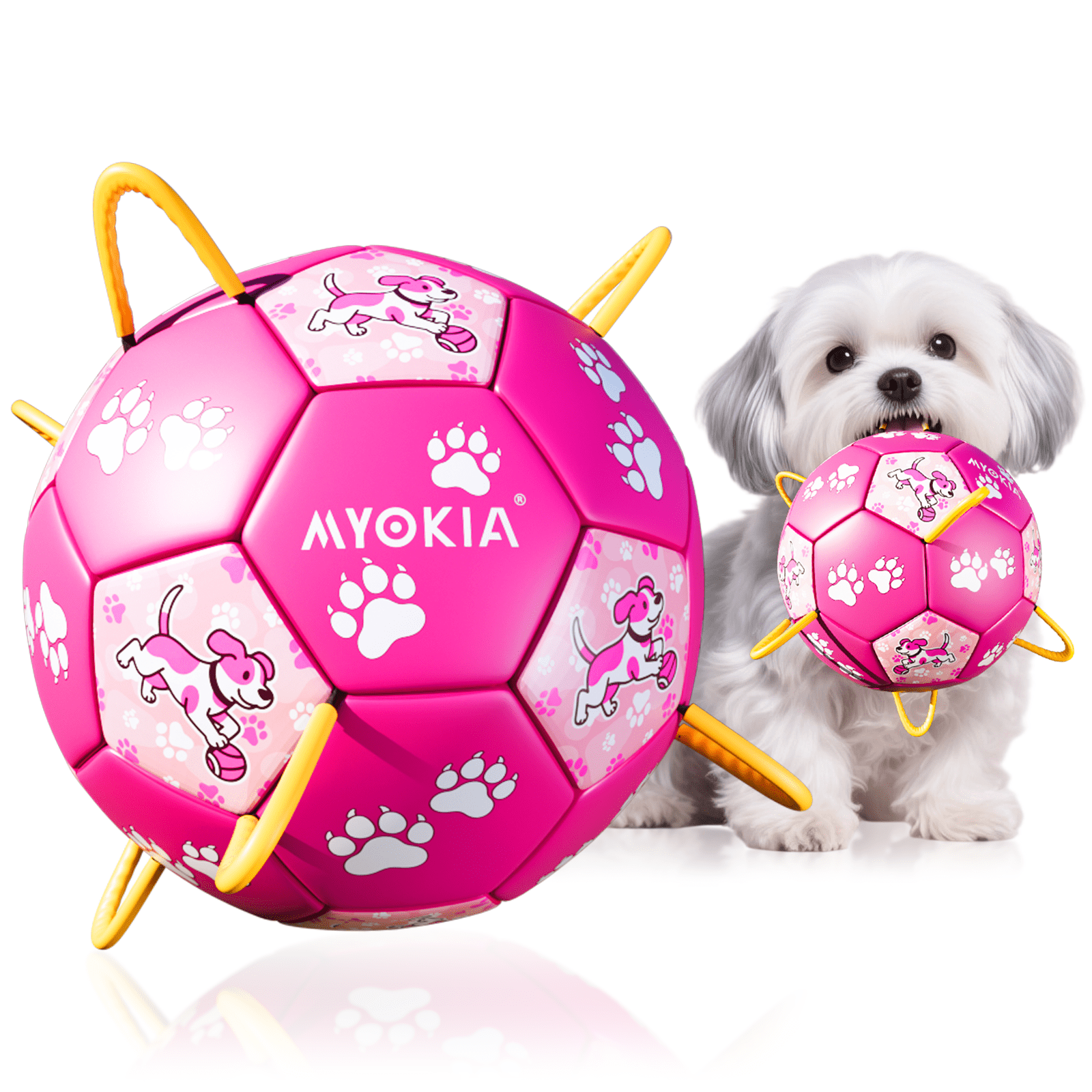 Size2/Size3 Pink Dog Soccer Balls with Straps, Durable Training Balls for Pets, Interactive Outdoor Dog Toys for Small, Medium, and Large Puppies, Essential Pet Supplies - Family Watchs