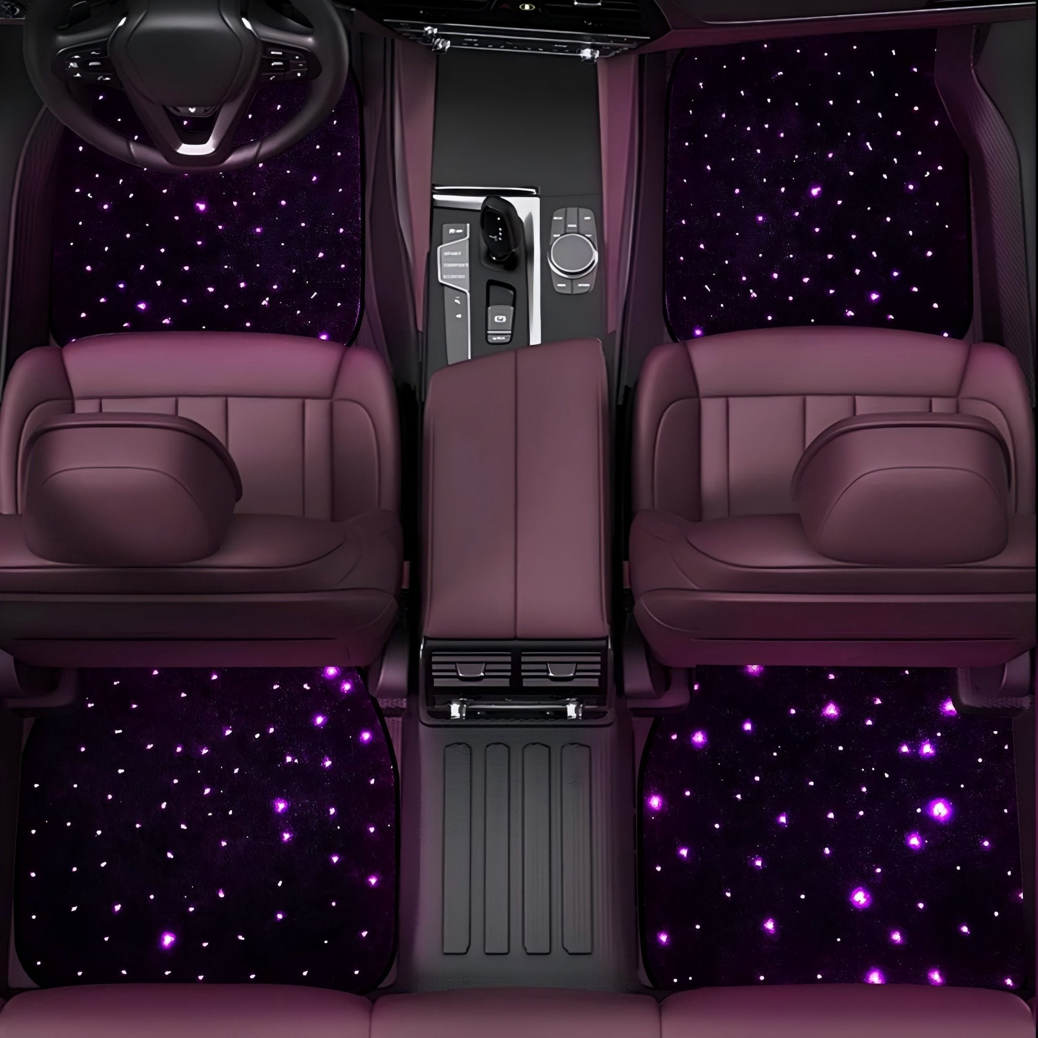 Starlight Floor Mats Starlinkmats LED Car Floor Mats Heavy Duty Polyester Floor Mats 4 - Piece, Universal Size Durable Waterproof Washable All Weather Car Mats (Solid Black) - Family Watchs
