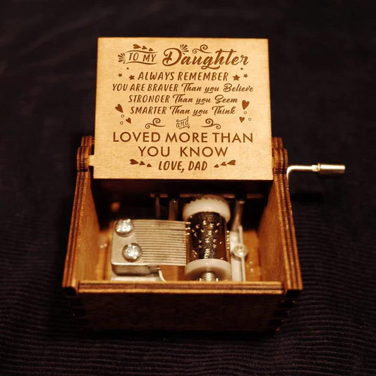 Dad To My Daughter You Are Loved More Than You Know Engraved Wooden Music Box