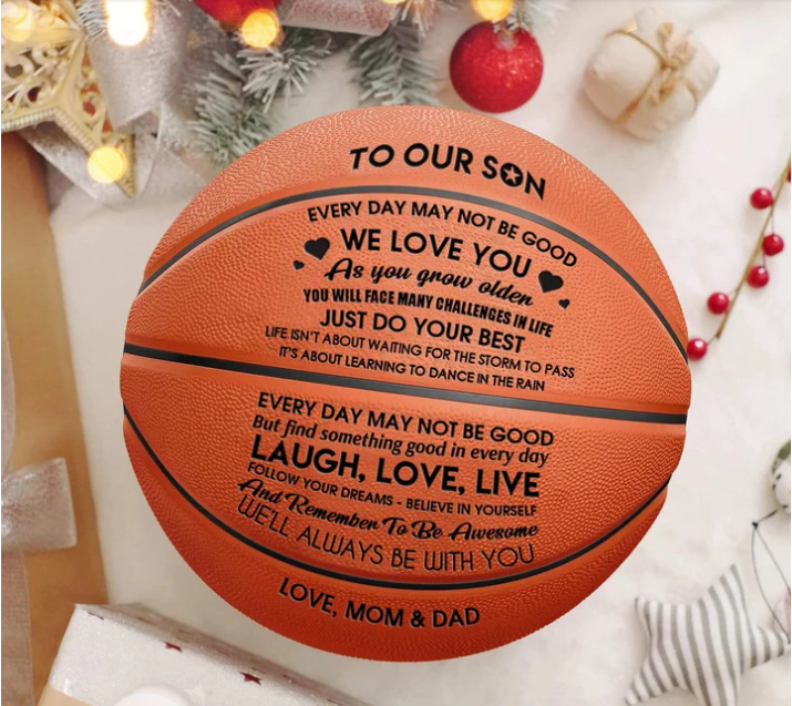 Personalized Letter Basketball For Son, Basketball Indoor/Outdoor Game Ball, Birthday Christmas Gift For Son From Dad And Mom,Brown