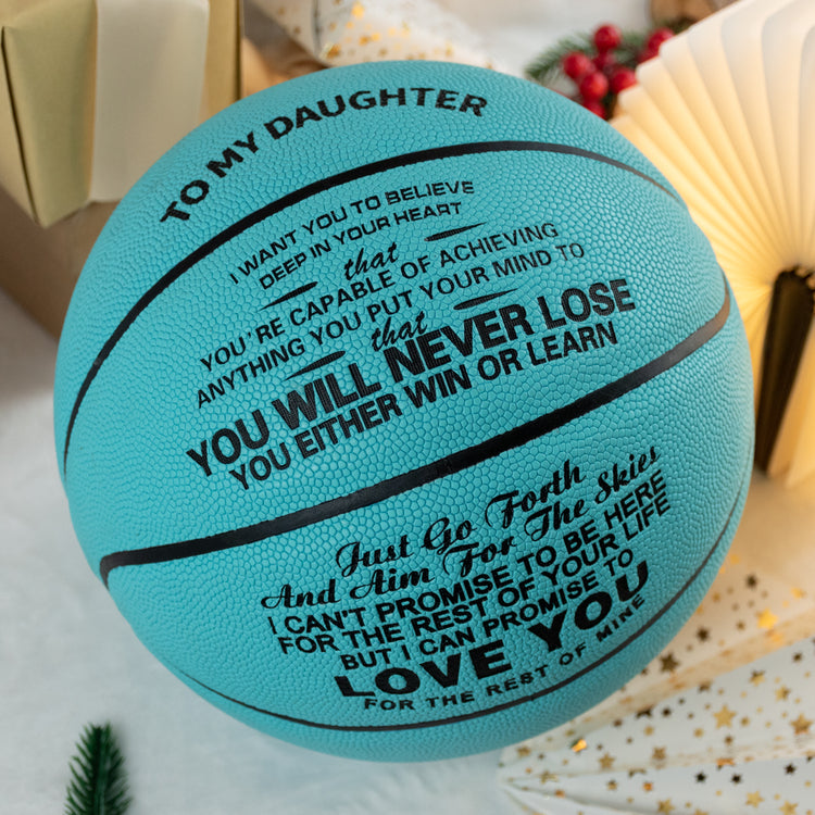 Personalized Letter Basketball For Daughter, Basketball Indoor/Outdoor Game Ball For Girl, Birthday Christmas Gift For Daughter,Blue