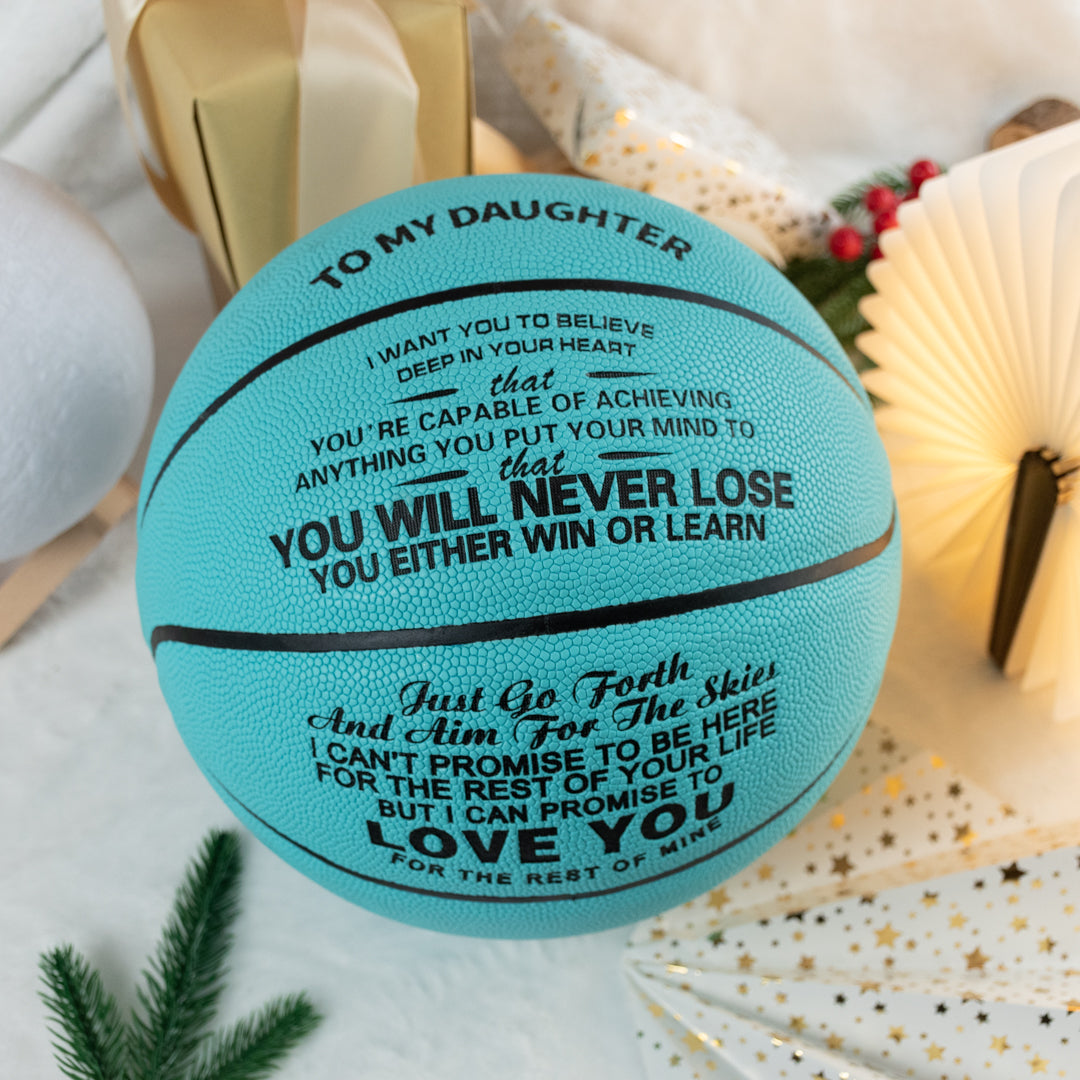 Personalized Letter Basketball For Daughter, Basketball Indoor/Outdoor Game Ball For Girl, Birthday Christmas Gift For Daughter,Blue