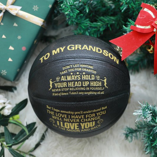 Personalized Letter Basketball For Grandson, Basketball Indoor/Outdoor Game Ball, Birthday Christmas Gift For Grandson From Grandparent,Black