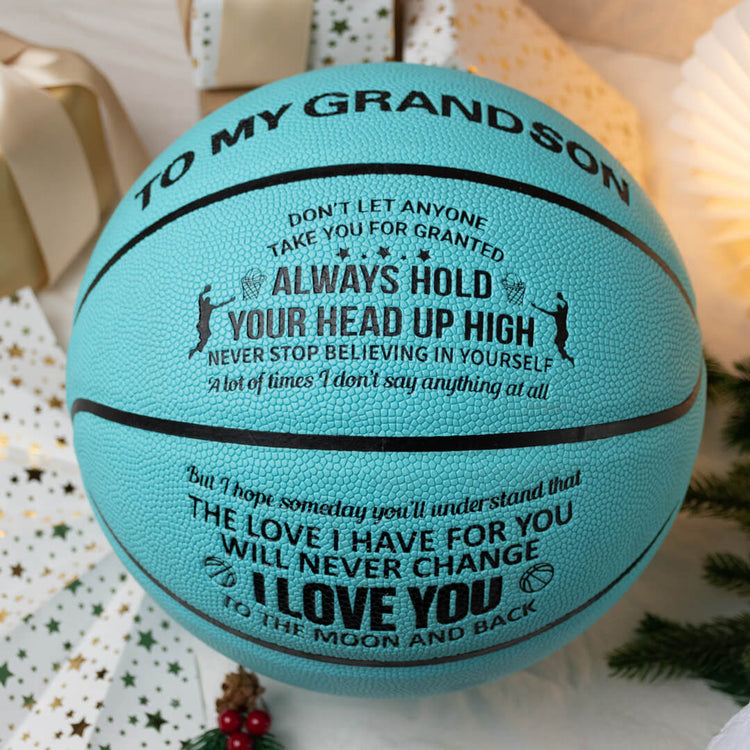 Personalized Letter Basketball For Grandson, Basketball Indoor/Outdoor Game Ball, Birthday Christmas Gift For Grandson From Grandparent,Blue