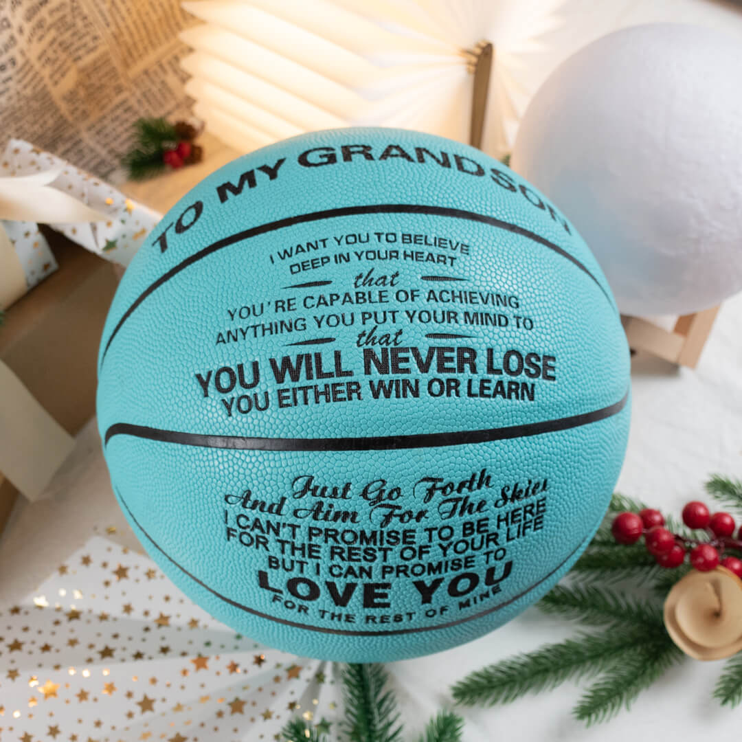 Personalized Letter Basketball For Grandson, Basketball Indoor/Outdoor Game Ball, Birthday Christmas Gift For Grandson From Grandparent,Blue